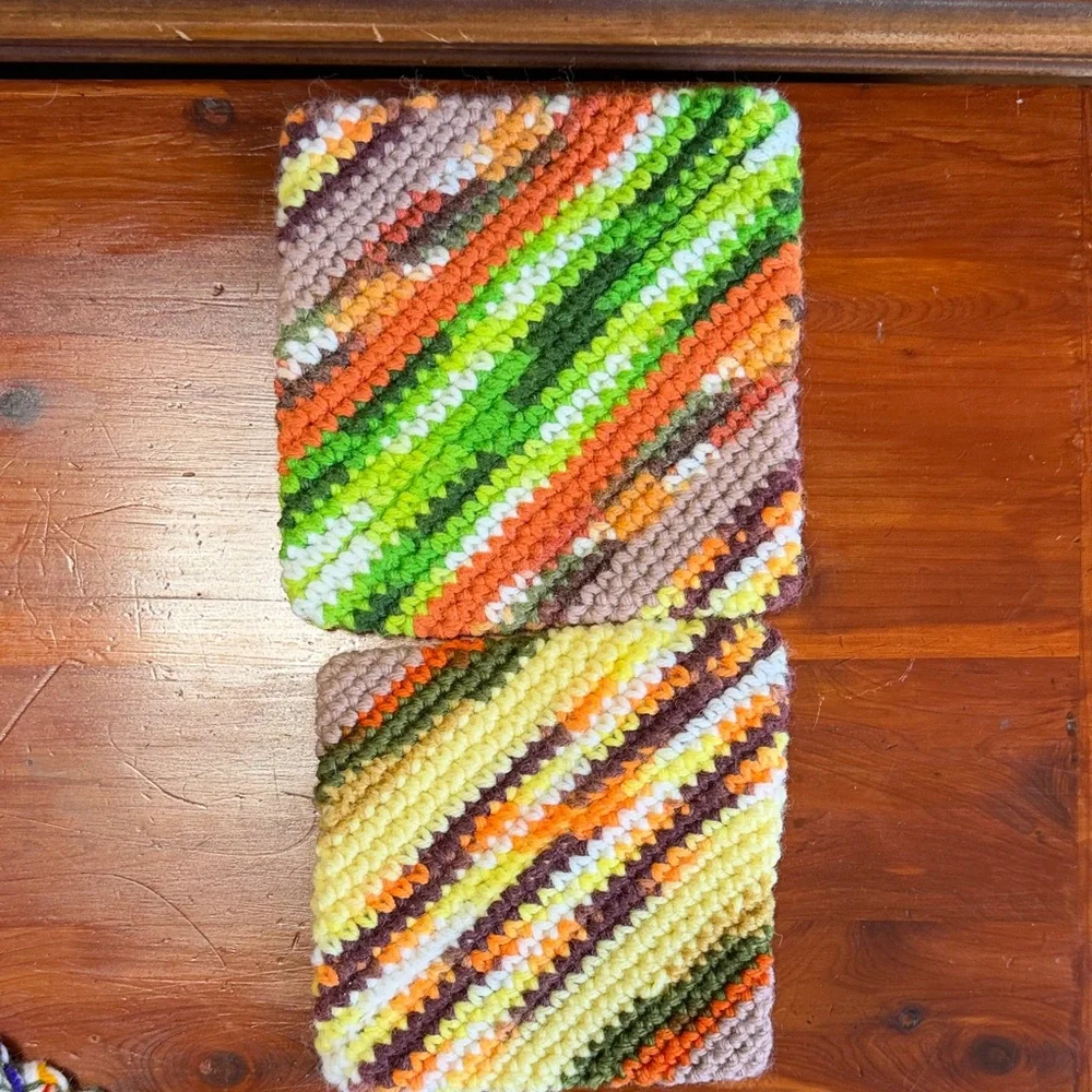 Handmade Crocheted Trivets or Potholders - Vintage 70’s Vibe
